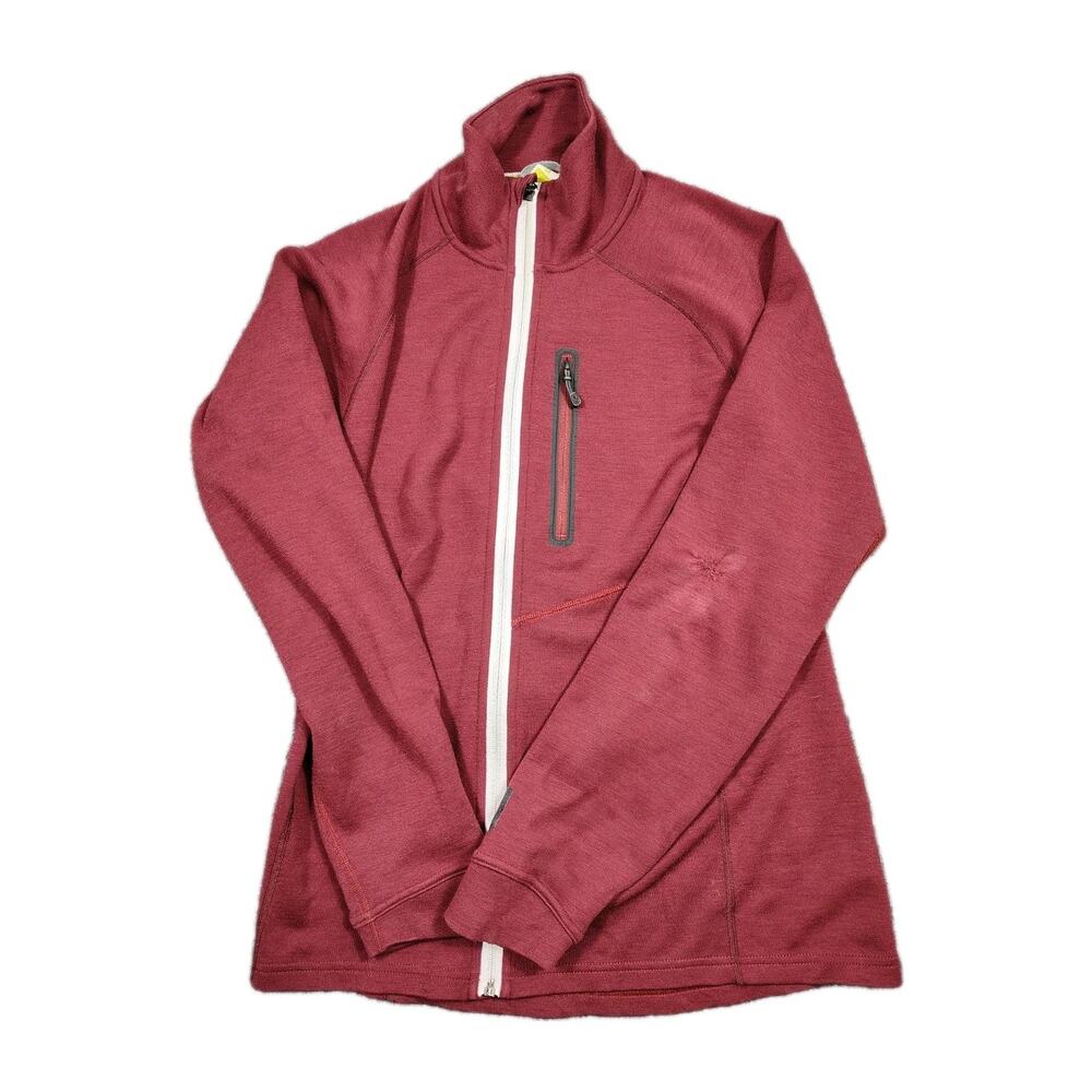Smartwool Intraknit Full Zip Jacket Men's S Red Merino Wool Long Sleeve FLAW